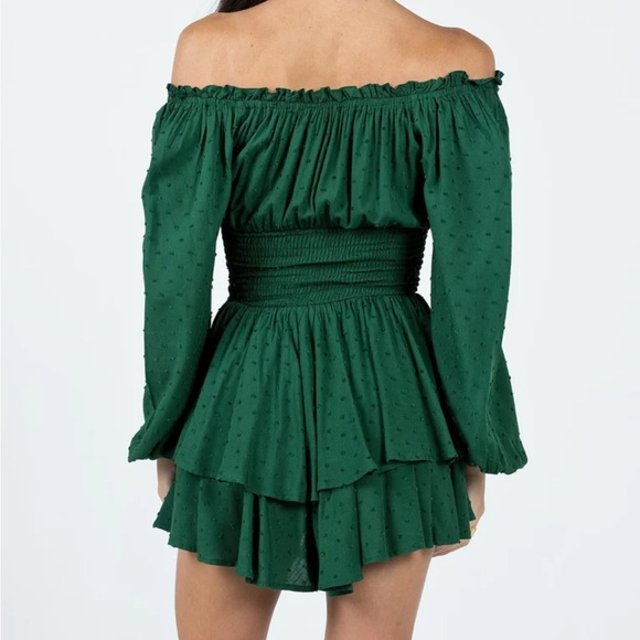 Princess Polly ONLY WORN ONCE LOVE GALORE LONG SLEEVE ROMPER GREEN - Picture 4 of 5